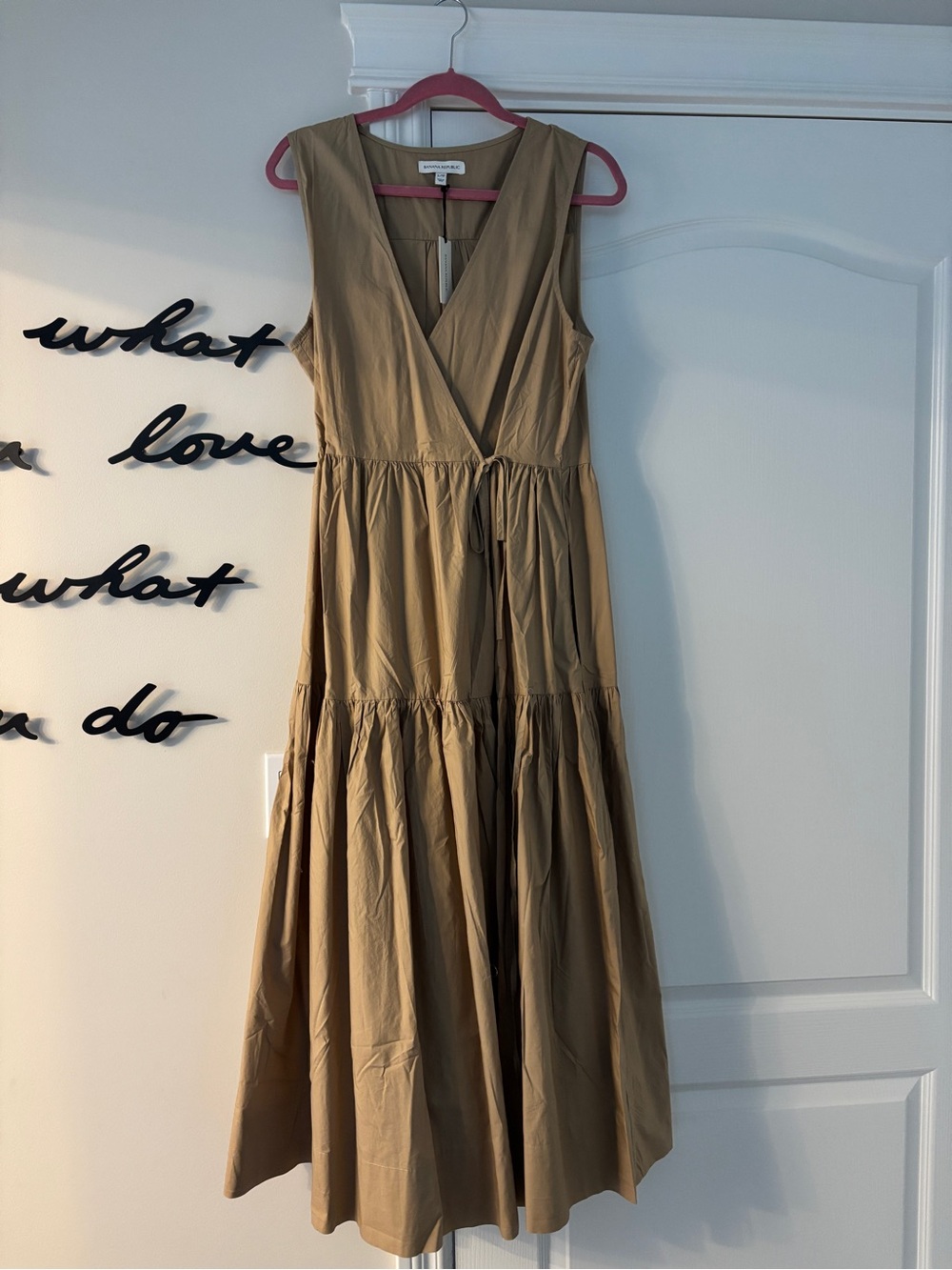 Banana Republic tan wrap dress